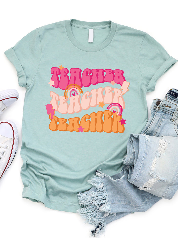 Teacher Colorful Retro Graphic Tee