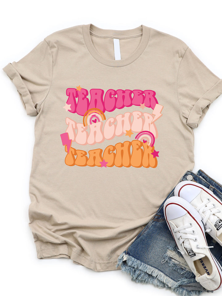 Teacher Colorful Retro Graphic Tee