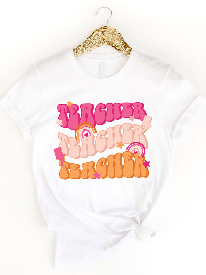 Teacher Colorful Retro Graphic Tee