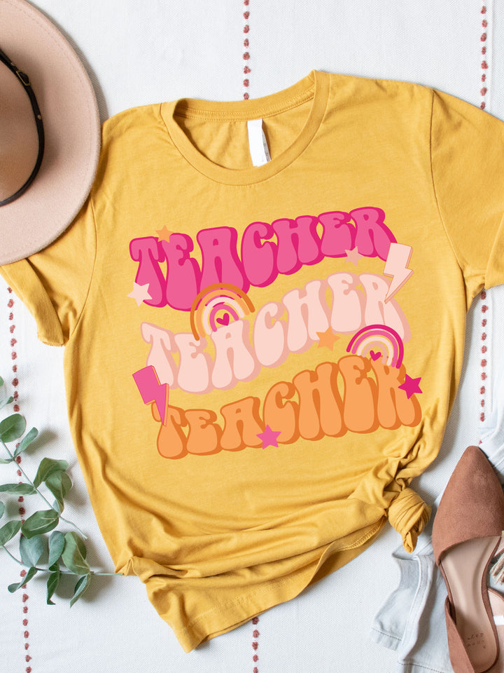 Teacher Colorful Retro Graphic Tee