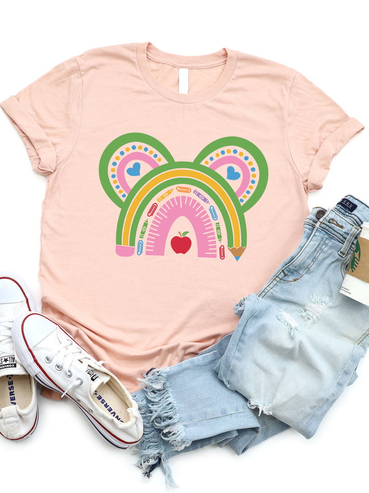 Teacher Minnie Mouse Rainbow Graphic Tee