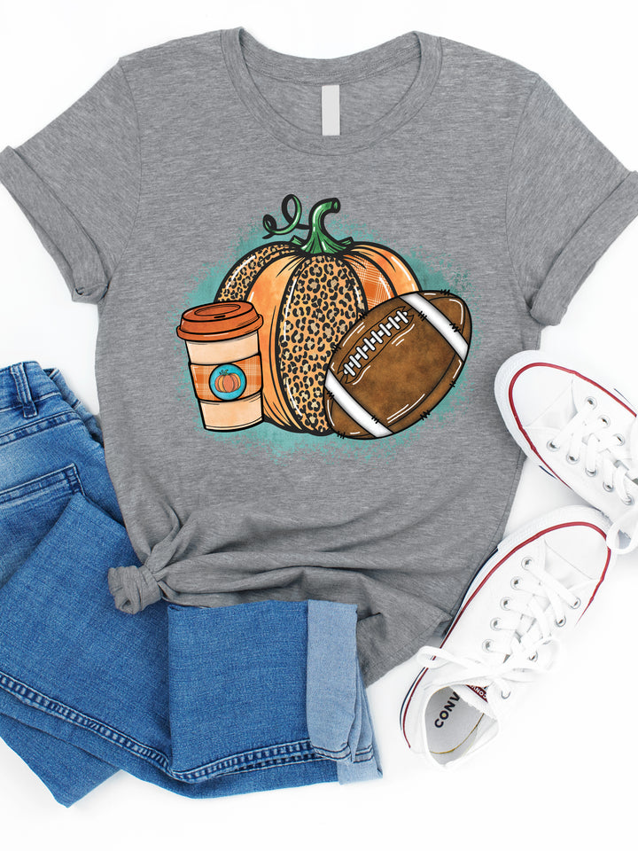 Pumpkins, Lattes, Football Graphic Tee