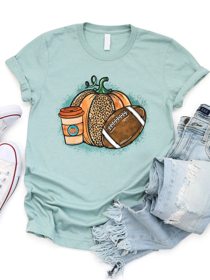 Pumpkins, Lattes, Football Graphic Tee