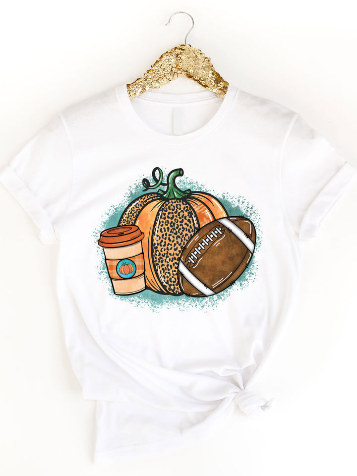 Pumpkins, Lattes, Football Graphic Tee