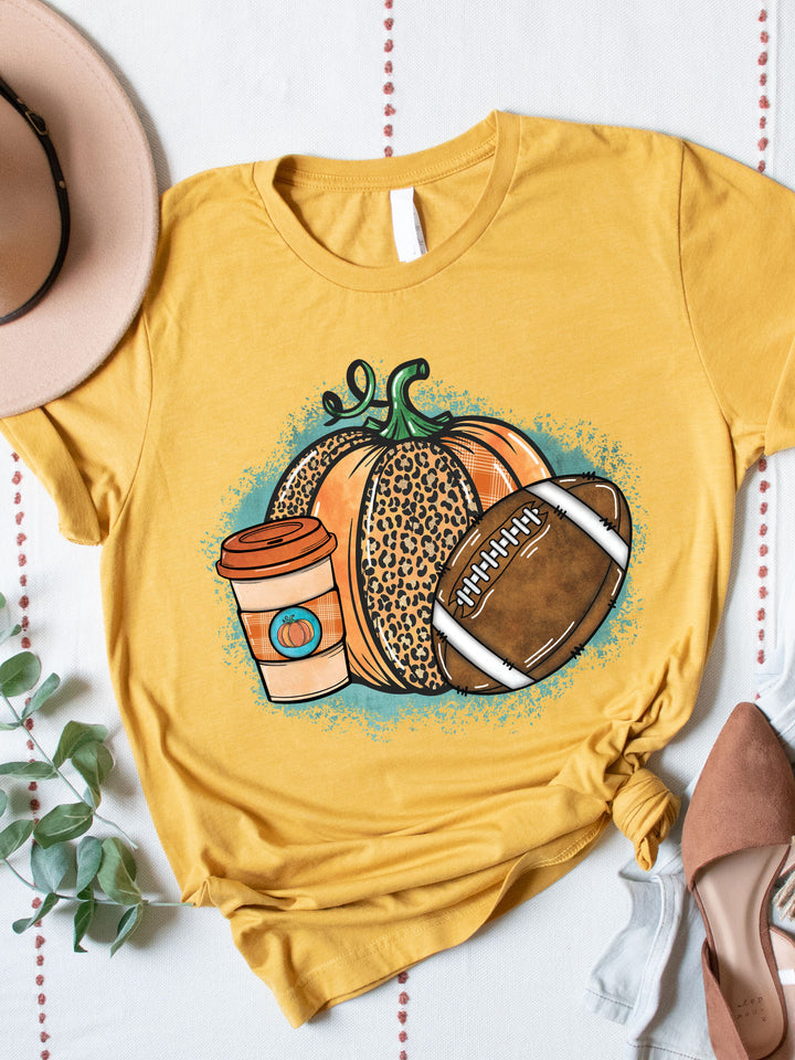 Pumpkins, Lattes, Football Graphic Tee