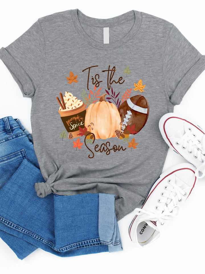 Tis The Season Football Pumpkin Spice Graphic Tee