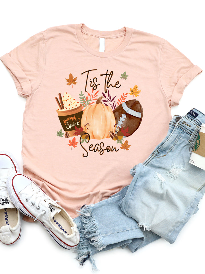 Tis The Season Football Pumpkin Spice Graphic Tee