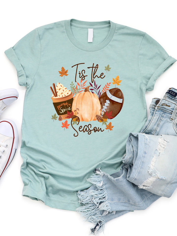 Tis The Season Football Pumpkin Spice Graphic Tee