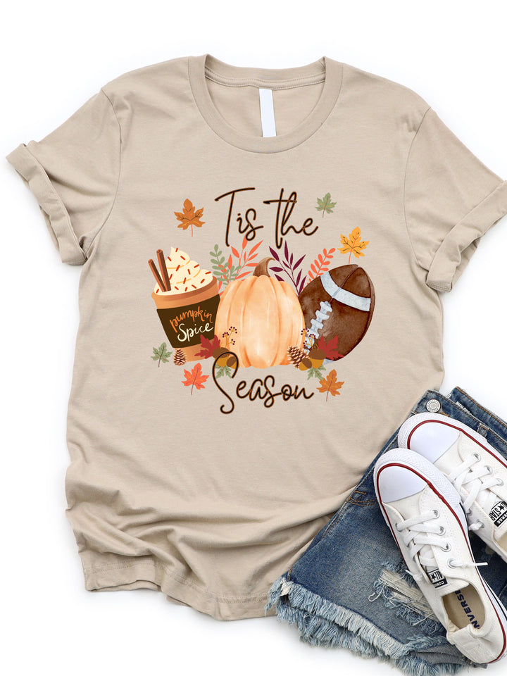 Tis The Season Football Pumpkin Spice Graphic Tee