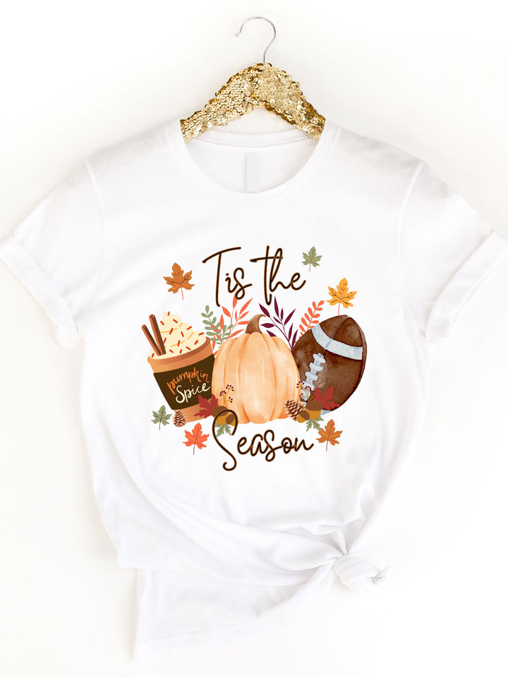 Tis The Season Football Pumpkin Spice Graphic Tee
