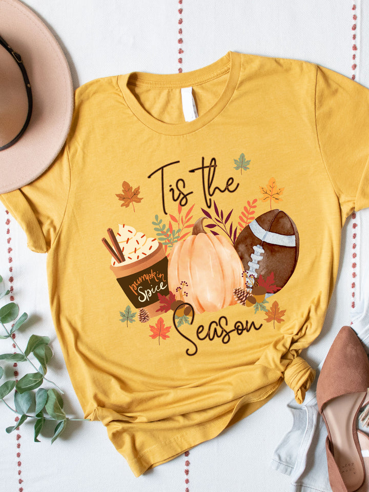 Tis The Season Football Pumpkin Spice Graphic Tee