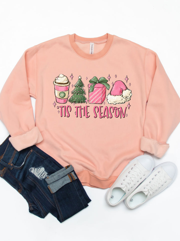 Tis The Season Pink - Christmas Graphic Sweatshirt