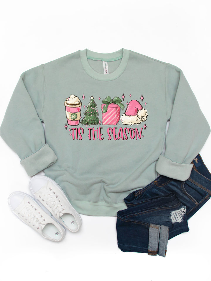 Tis The Season Pink - Christmas Graphic Sweatshirt