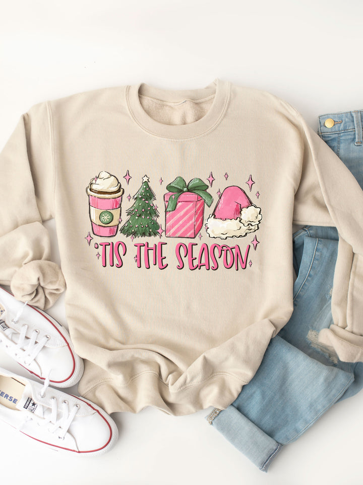 Tis The Season Pink - Christmas Graphic Sweatshirt
