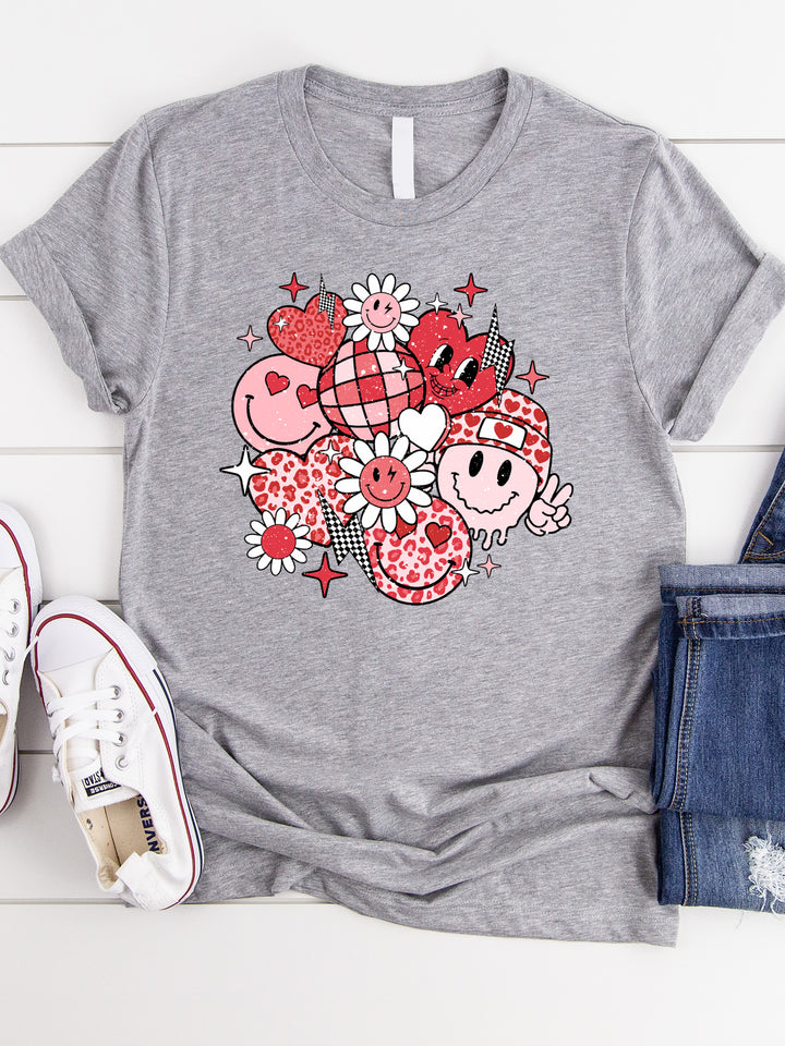 Valentine Smiley Face Graphic Tee