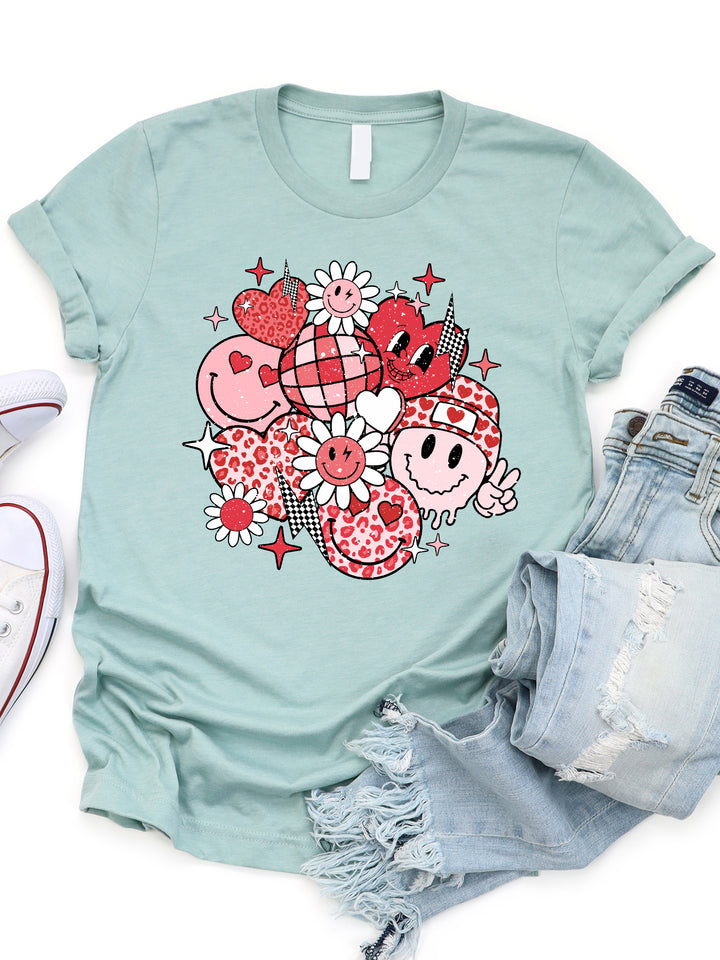Valentine Smiley Face Graphic Tee