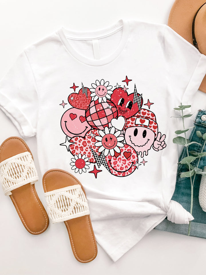 Valentine Smiley Face Graphic Tee