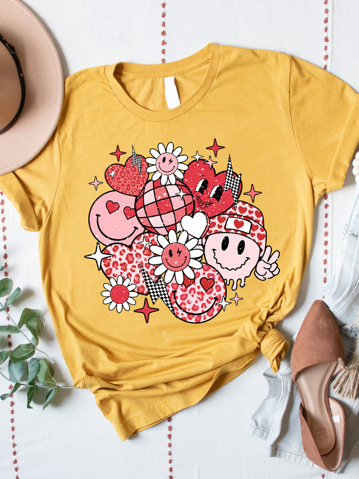 Valentine Smiley Face Graphic Tee