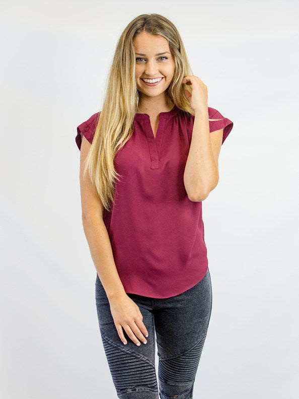 Vneck Gathered Top