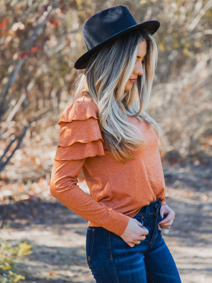 Aida Ruffle Long Sleeve Top