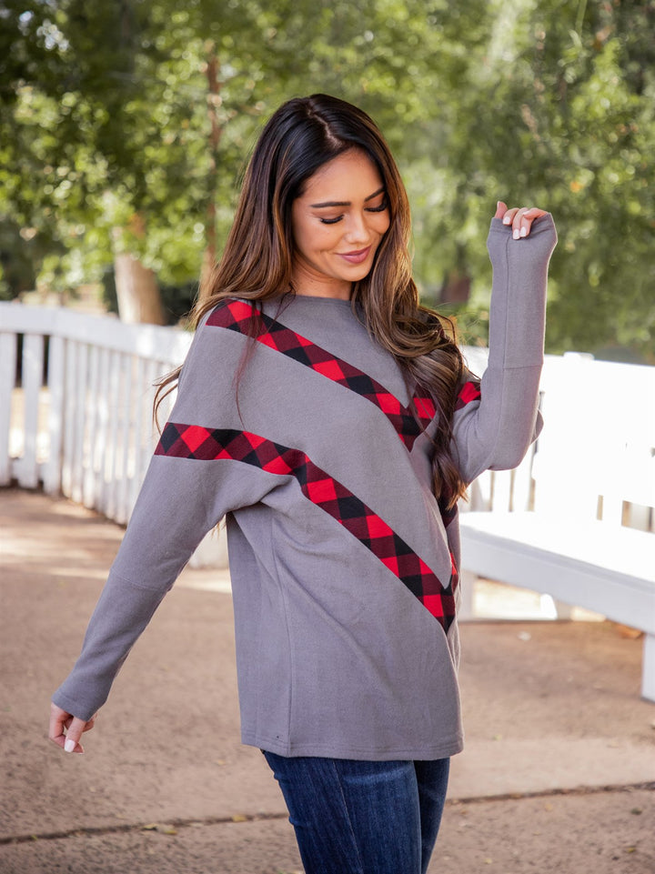 Plaid Chevron Rosemary Top