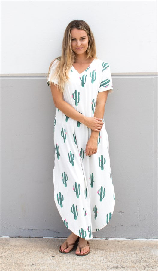 Cactus Relaxed Maxi Dress - Tickled Teal LLC