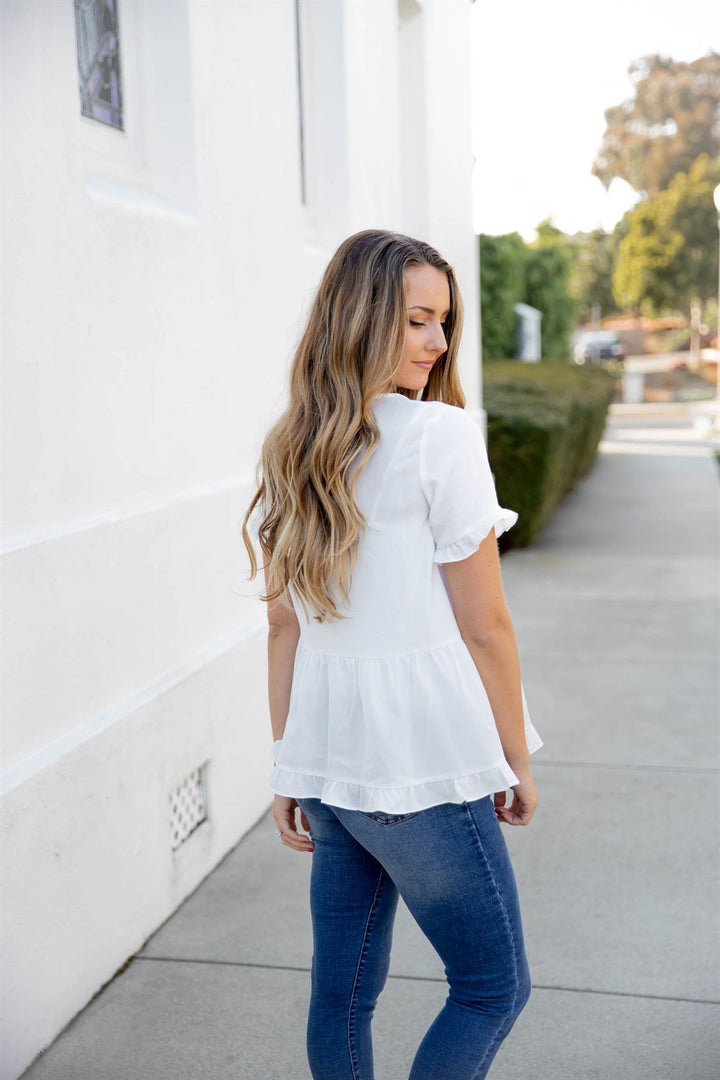 V-Cut Ruffle Peplum