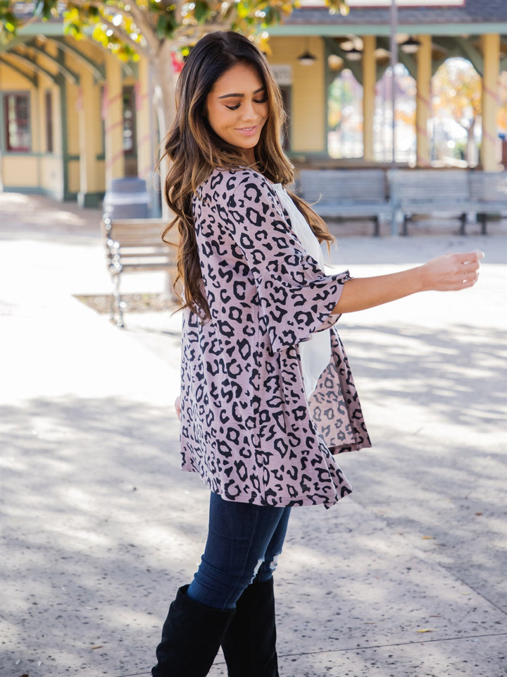 Animal Print Flare Sleeve Moxie Cardigan