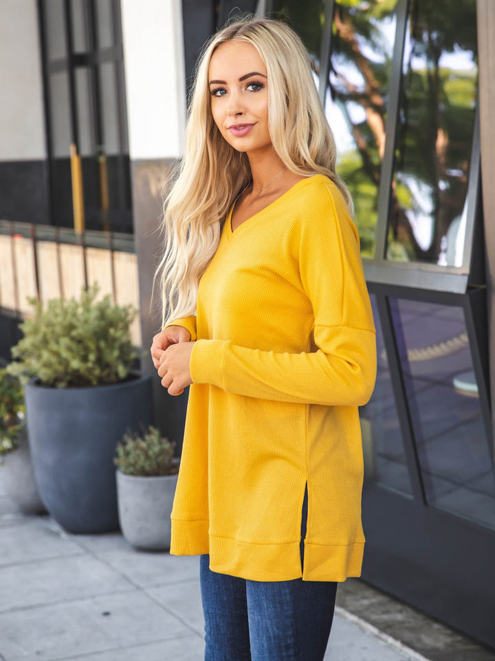 Waffle Knit Split Hem Rory Tunic