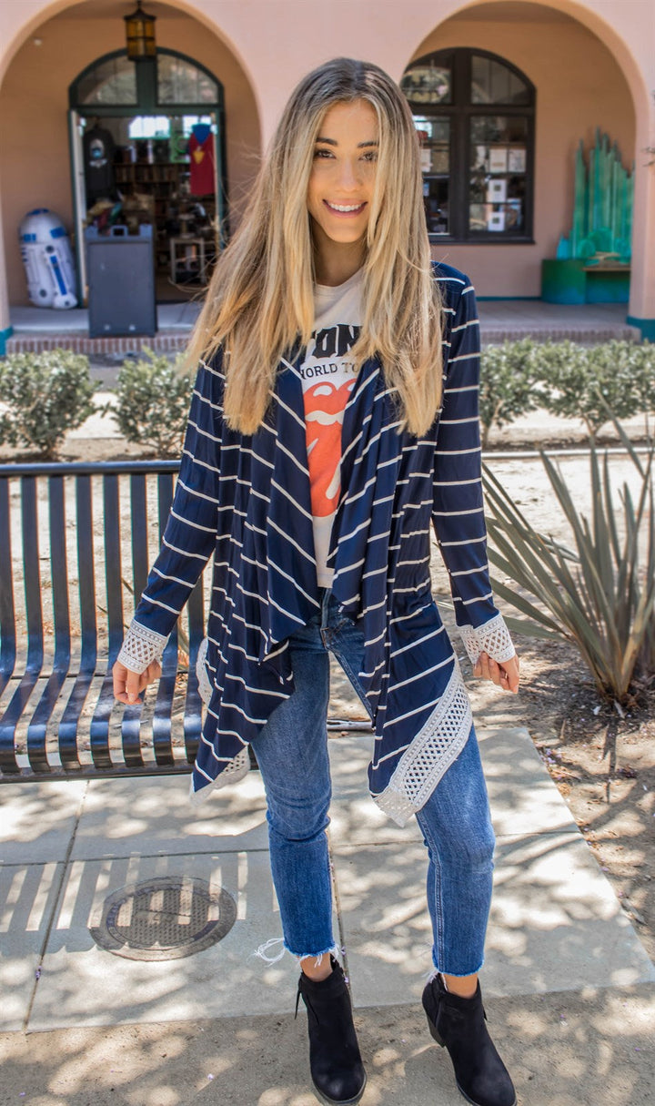 The Harlow Cardigan - Navy - Tickled Teal LLC