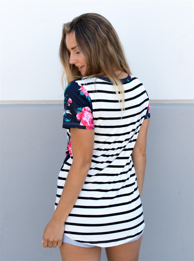Floral & Stripe Tunic - Tickled Teal LLC