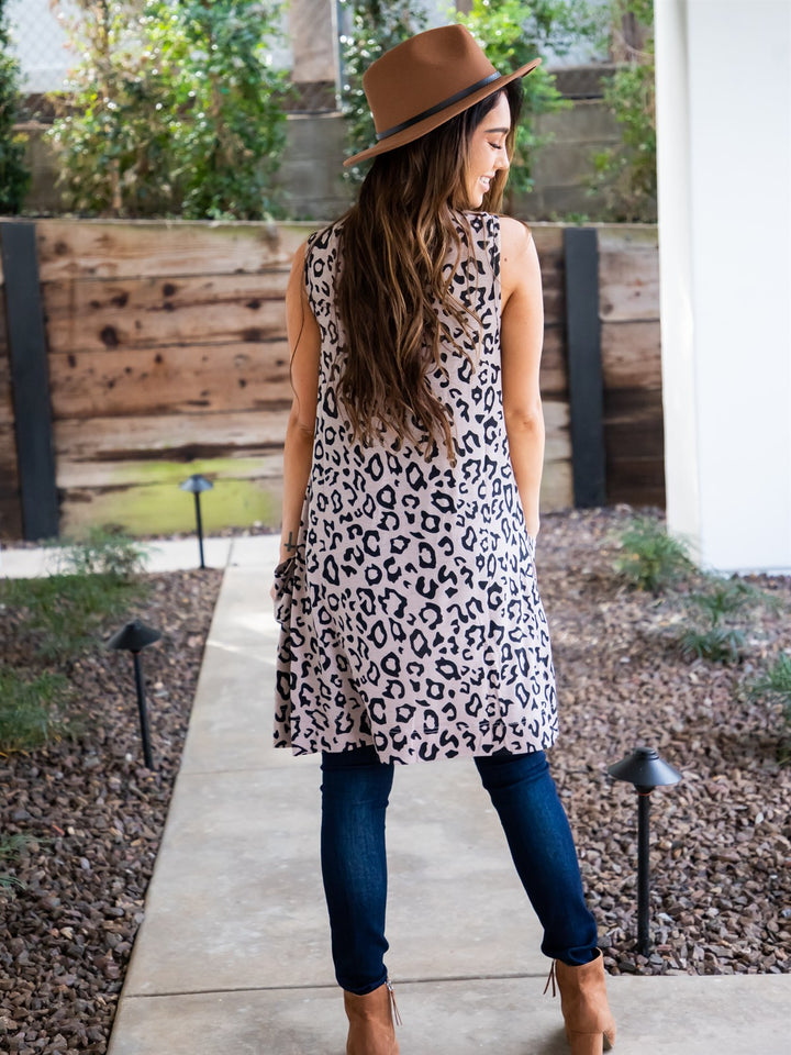 Kiara Vest - Taupe Leopard