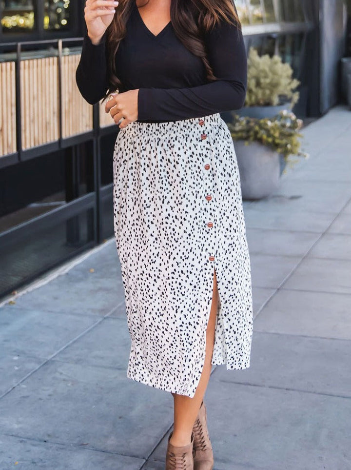 Animal Print Side Button Detail Candace Skirt