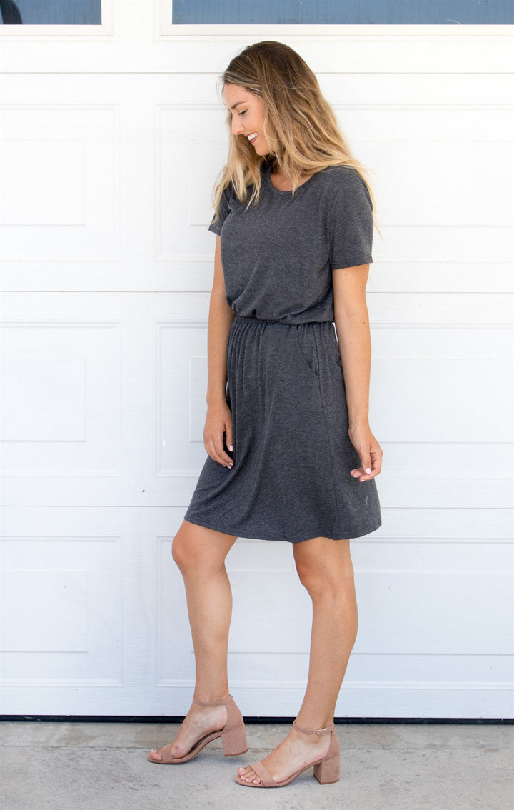 The Kolbie Dress - Charcoal - Tickled Teal LLC