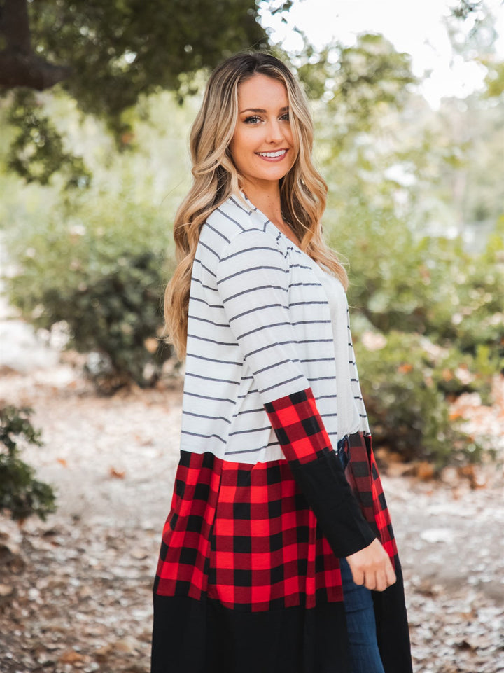 Stripe & Buffalo Plaid Cooper Cardigan