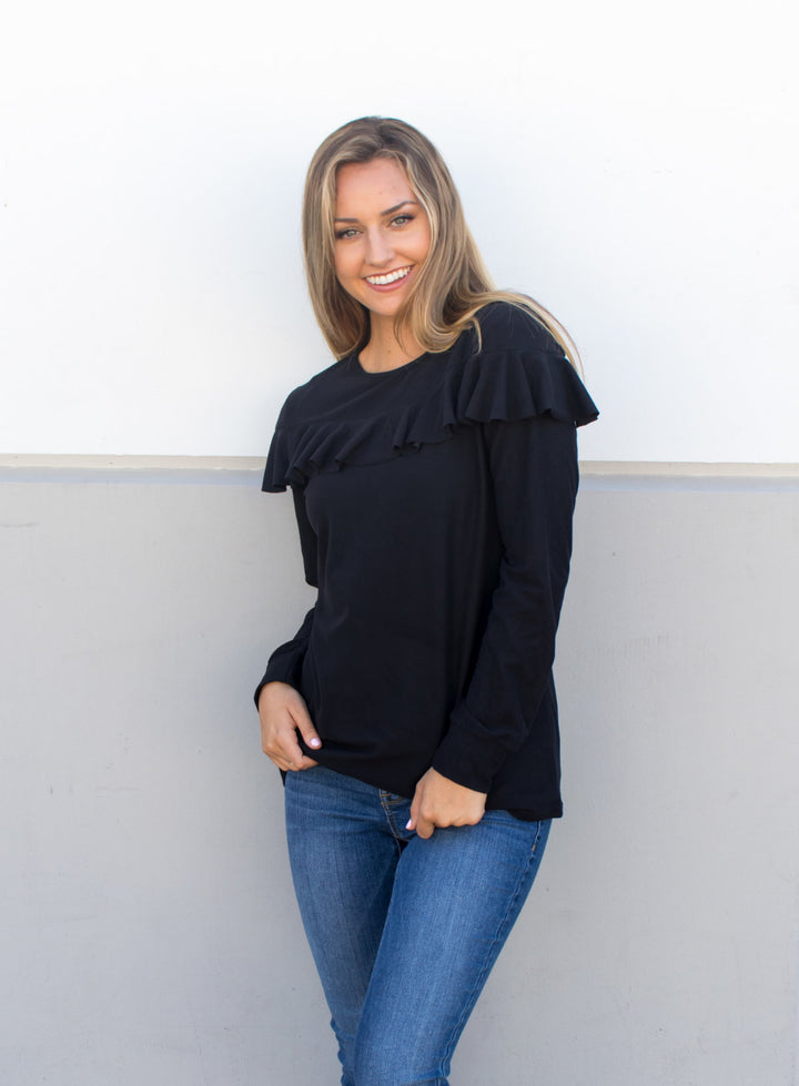 Ruffle Sweater - Tickled Teal LLC