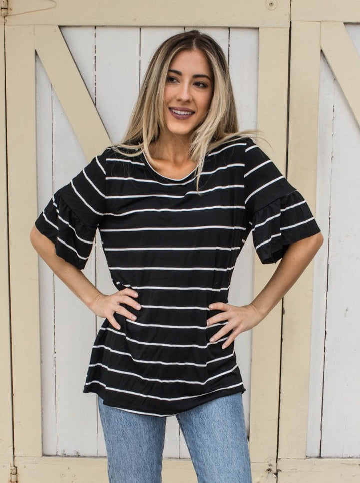 Palmer Thick Stripe Flare Sleeve Top