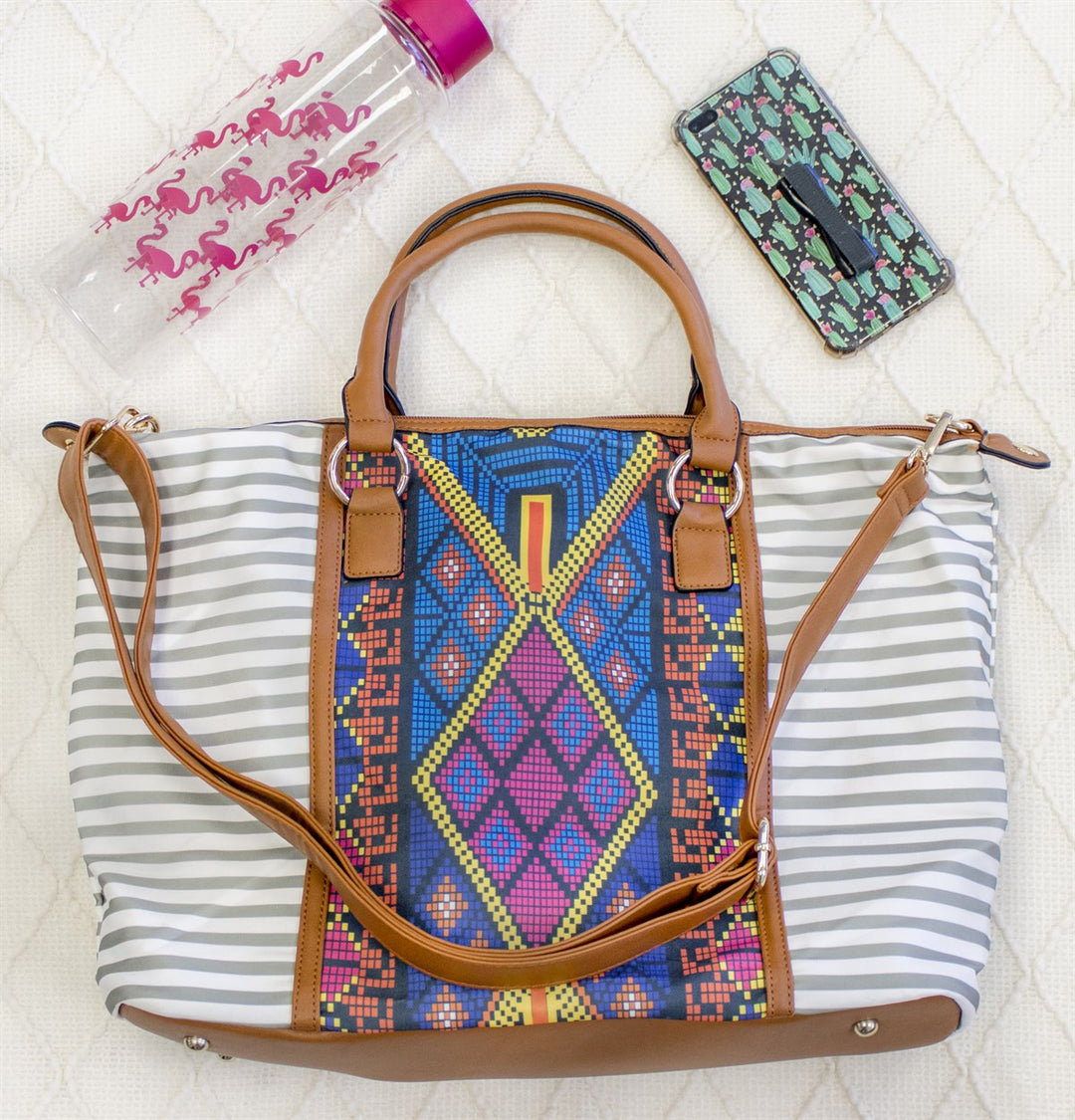 Printed Tribal Bag - Gray