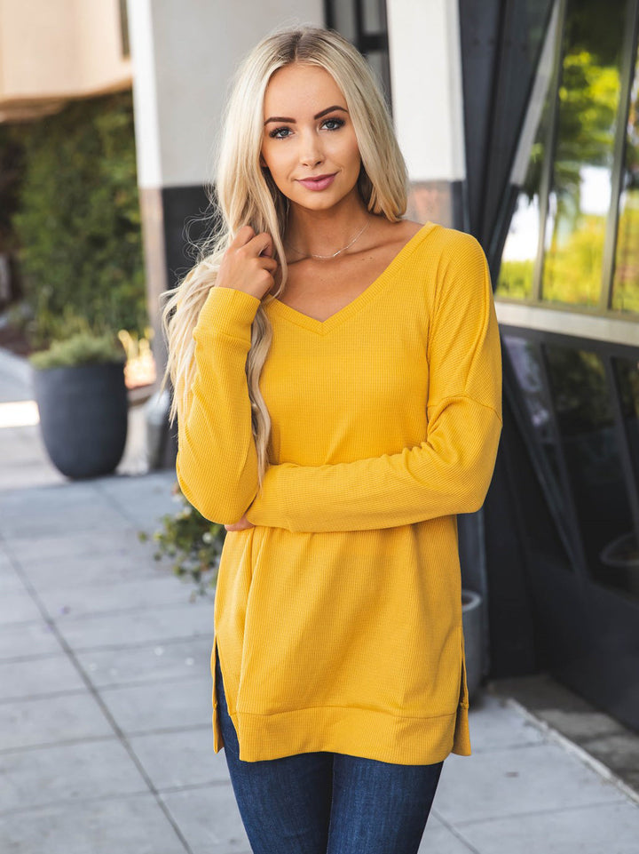 Waffle Knit Split Hem Rory Tunic