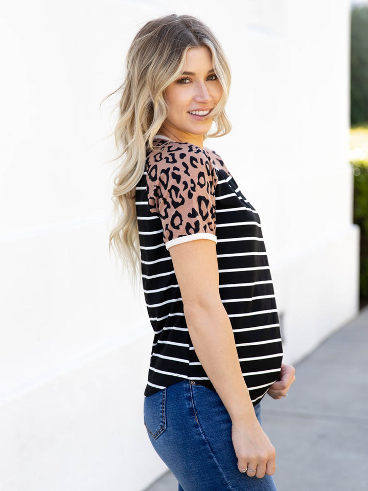 Quinn Leopard Sleeve Raglan Top