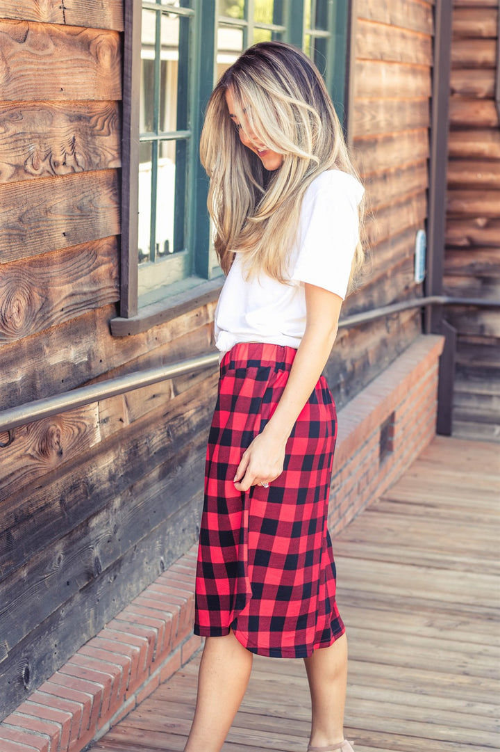 Buffalo Plaid Weekend Skirt - Red - Tickled Teal LLC