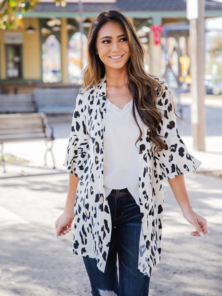 Animal Print Flare Sleeve Moxie Cardigan