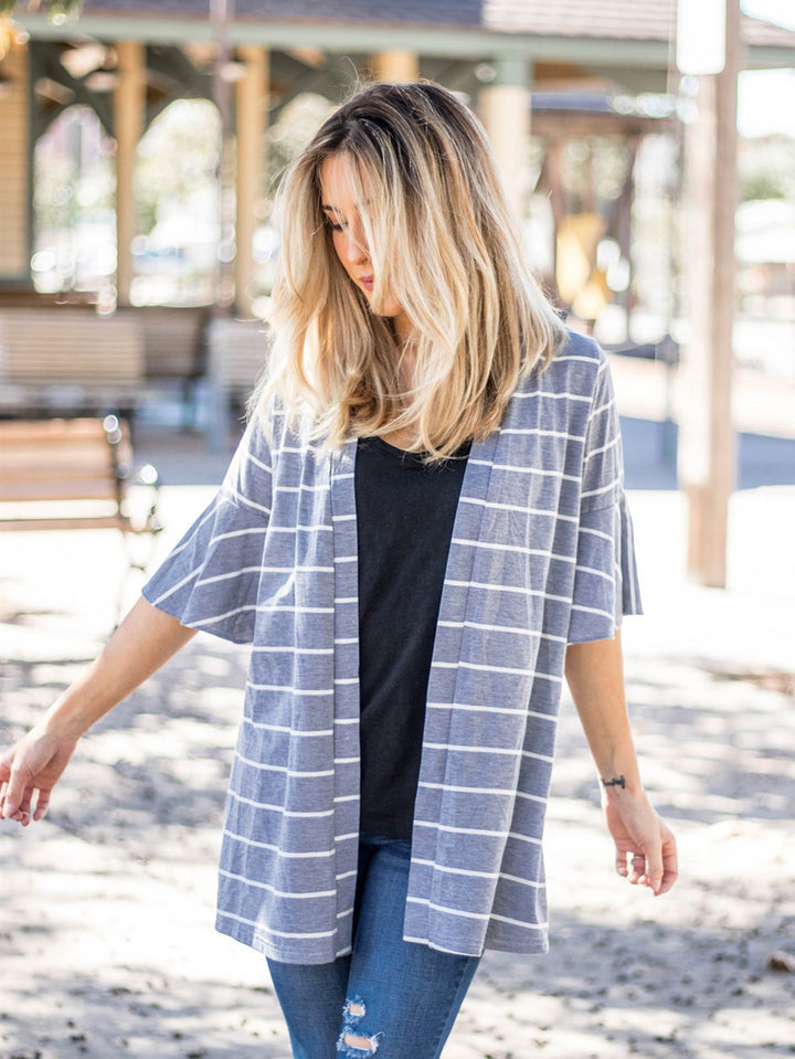 Stripe Flare Sleeve Kamdyn Cardigan