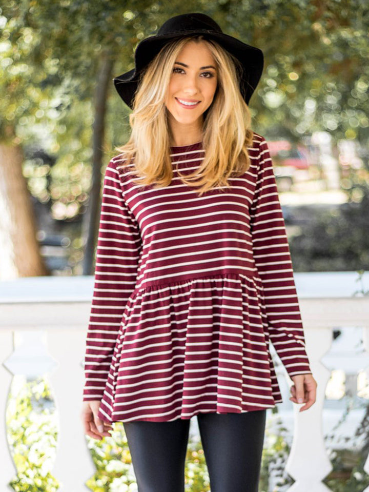 Striped Peplum Ember Top