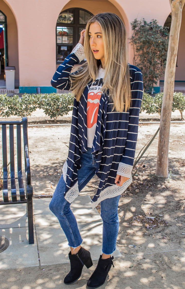 The Harlow Cardigan - Navy - Tickled Teal LLC