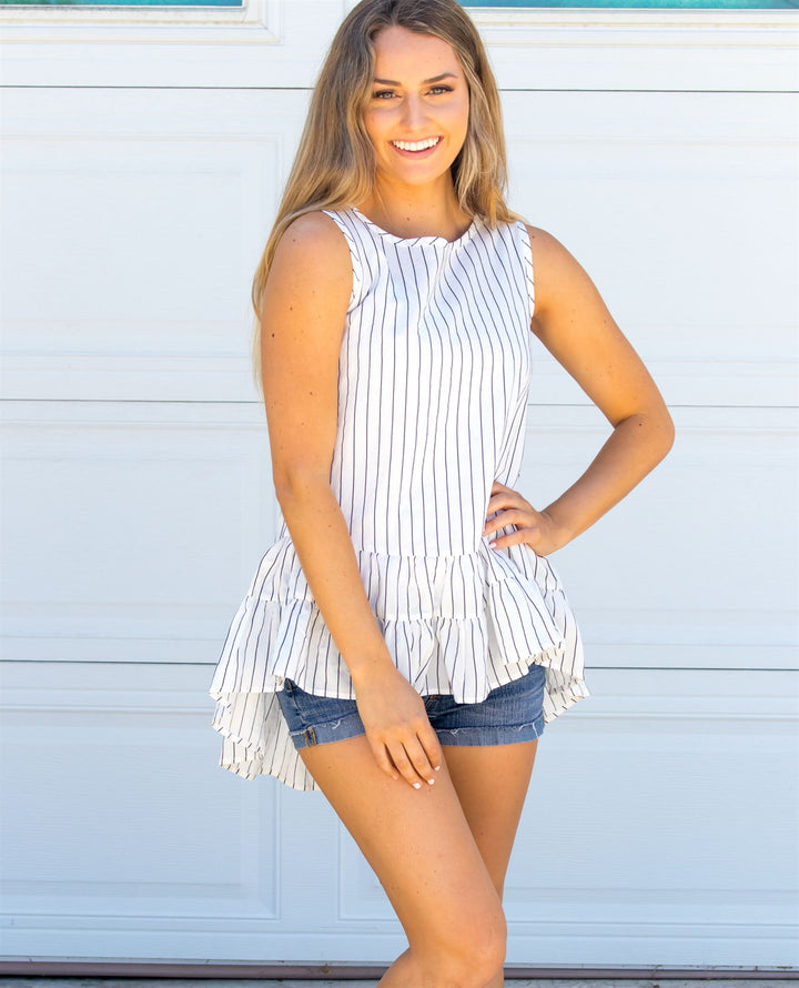 Striped High Low Tank - Tickled Teal LLC