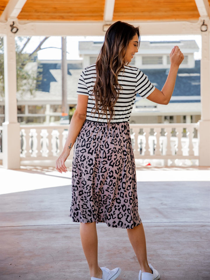 Striped Top Animal Print Callan Dress