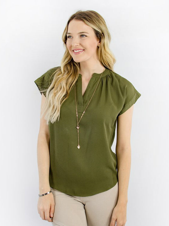 Vneck Gathered Top
