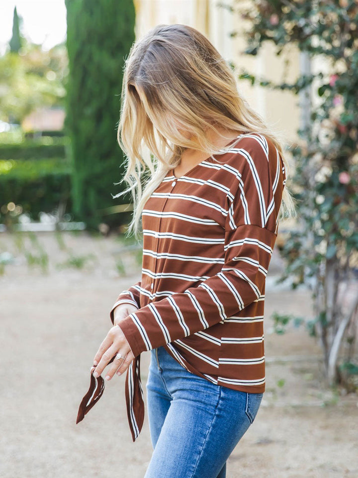 Ashlee Stripe Tie Front Top