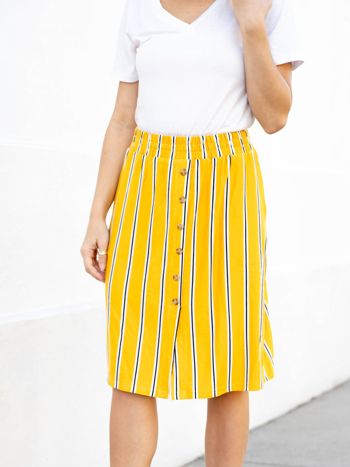 Striped Button Detail Hazel Skirt